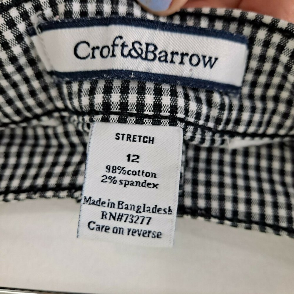Croft & Barrow Stretch Capris pants Black White women's Size 12 - Picture 7 of 9
